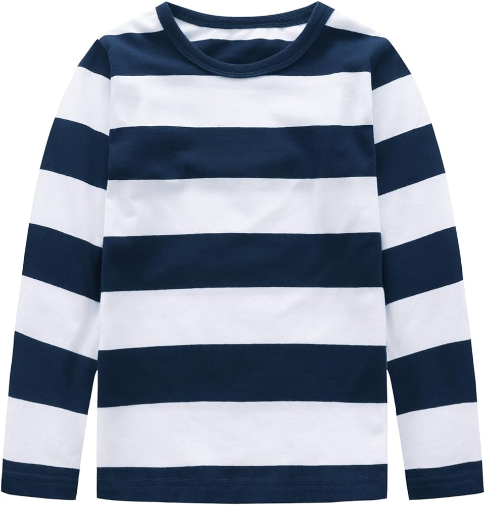 Boys Rainbow Striped Shirts for Kids Cotton Long Sleeve T-Shirts O-Neck Tops