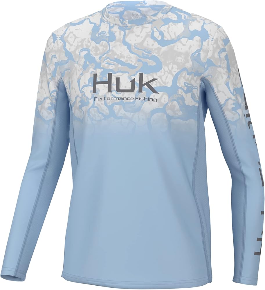 HUK boy's Icon X Pattern Long Sleeve, Fishing Shirt for Kids