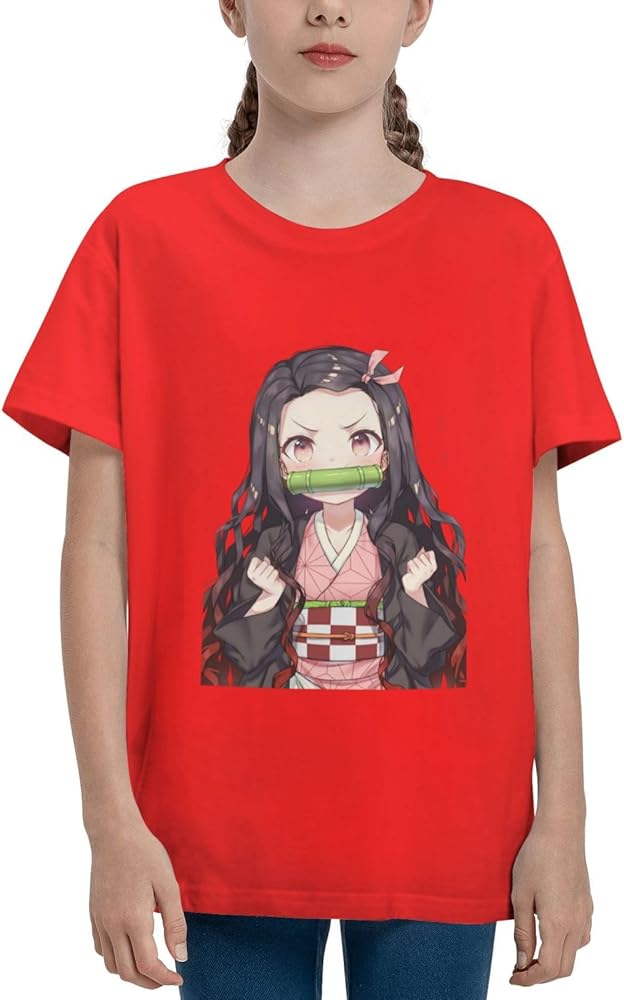 Anime Nezuko Kamado T-Shirt for Boys Girls Shirt Kids Teen Short Sleeve Tee Tops Black