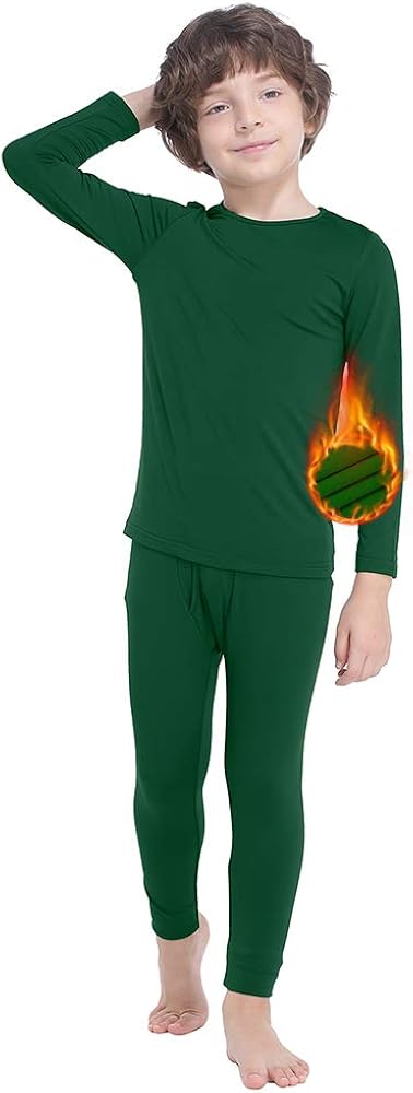 Thermal Underwear for Boys Fleece Lined Long Johns Set for Kids Ultra Soft Base Layer