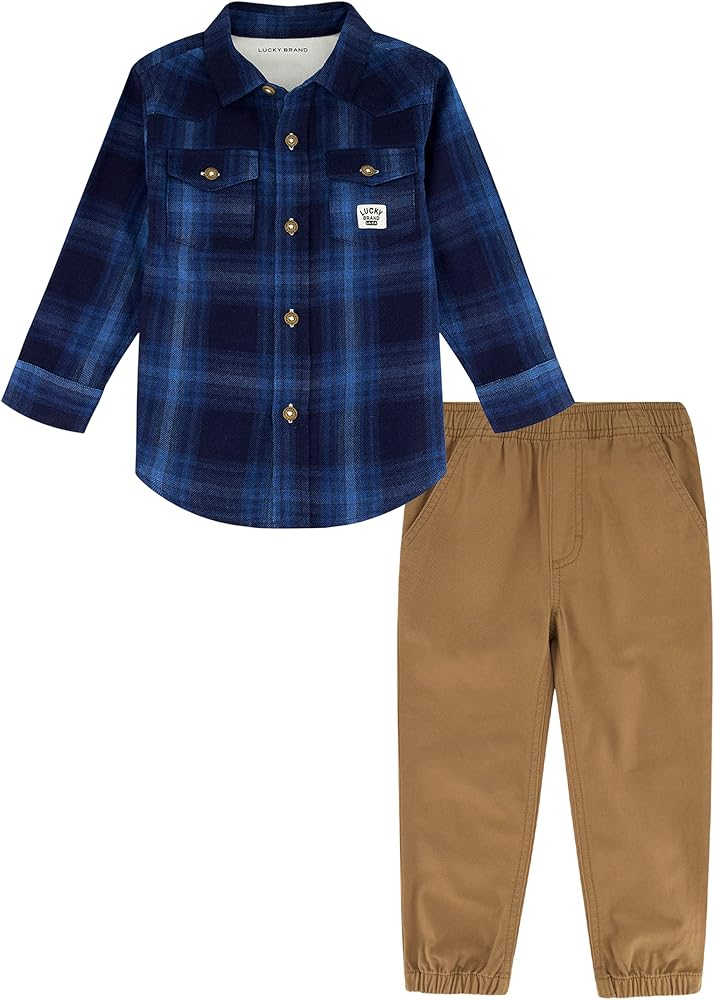 Lucky Brand boys 2 Piece Woven Set