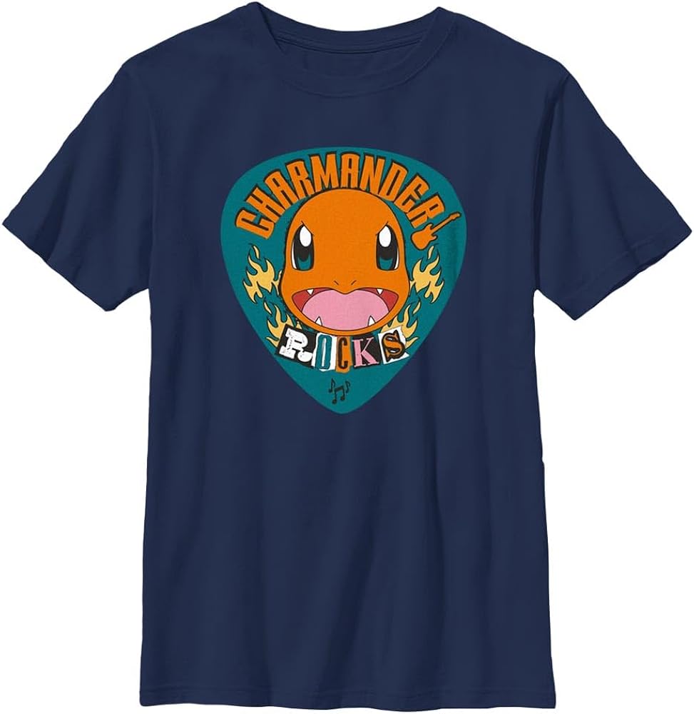 Pokemon Kids Charmander Rocks Boys Short Sleeve Tee Shirt