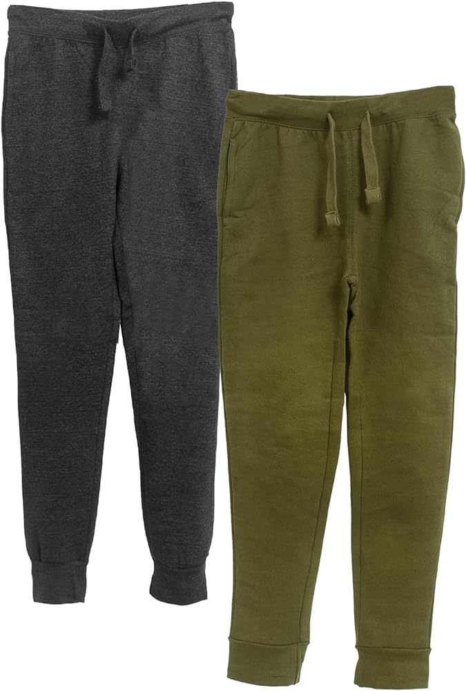 BROOKLYN VERTICAL 2-Pack Boys Fleece Cotton Joggers Pant|Soft Comfortable Cotton,Drawstring Pull,Pockets| Small-XL