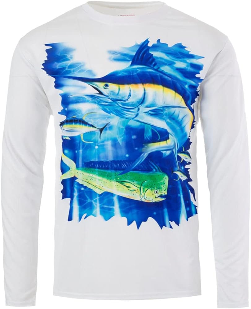 Boys 2T-18 Big Fish Marlin Water Sport Fishing UPF Performance Shirt