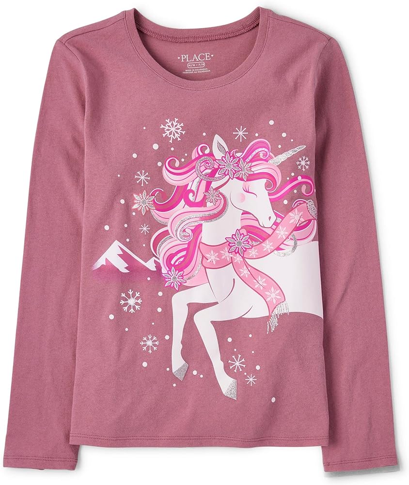 The Children's Place Girls' Long Sleeve Animal Graphic T-Shirt