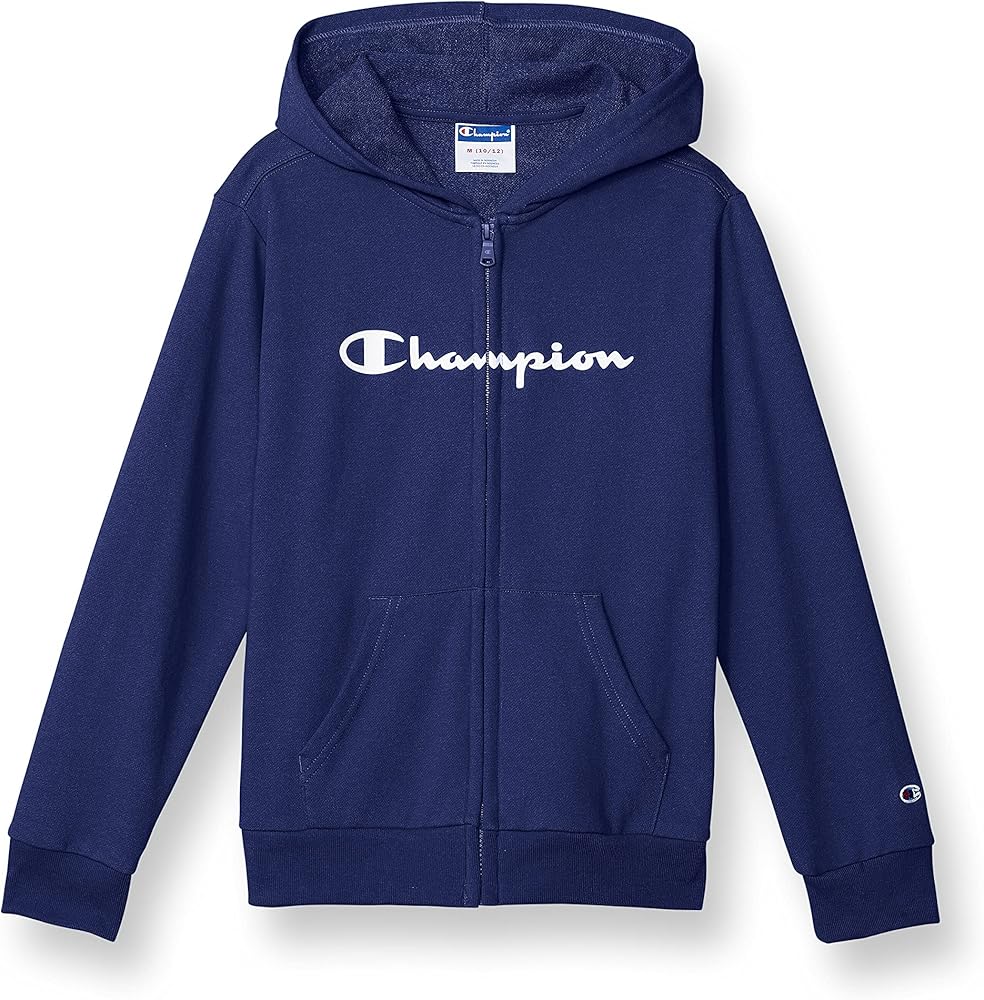 Champion Boys' Zip-up Hoodie, Kids' Sweatshirt, French Terry, Classic Script