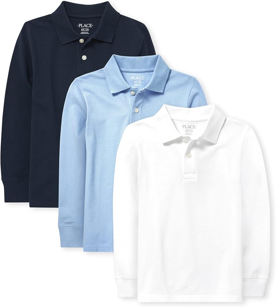 The Children's Place Boys Uniform Long Sleeve Pique Polo