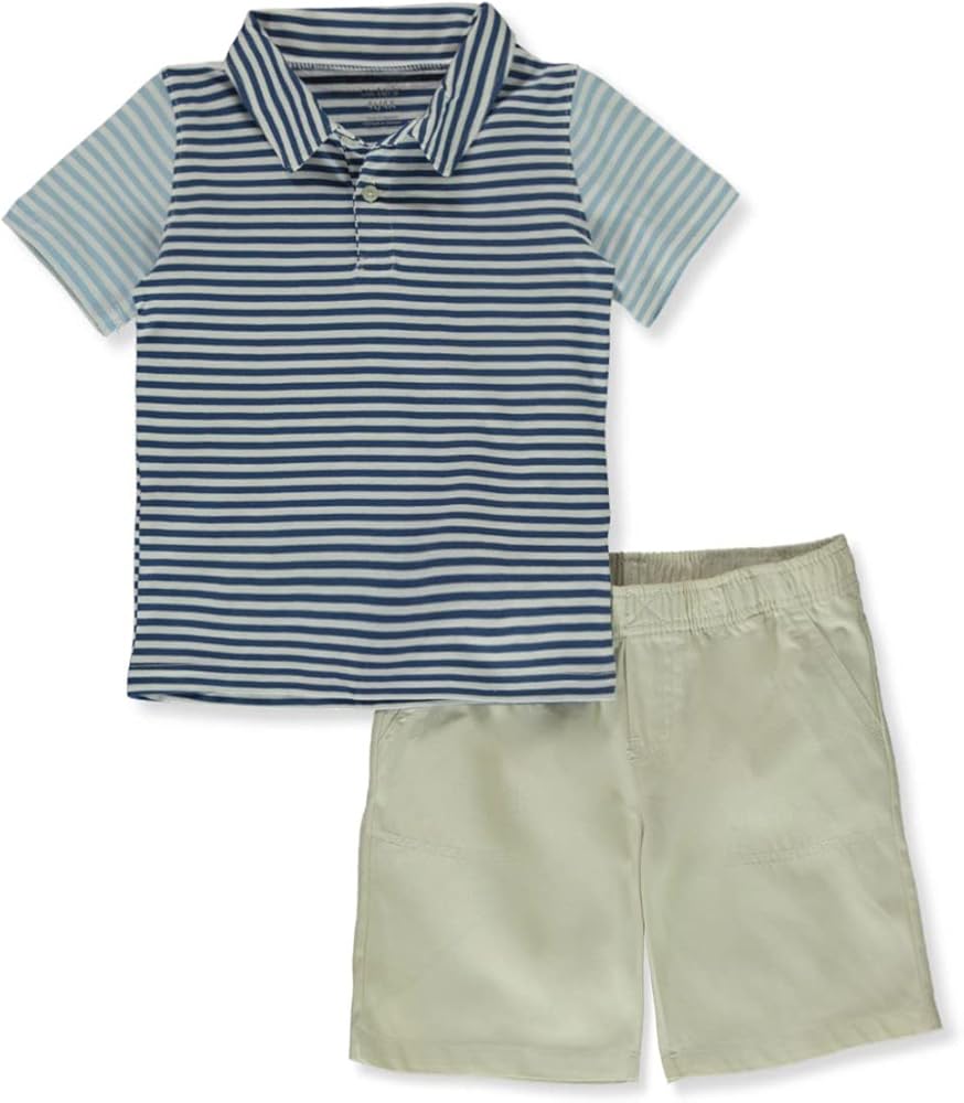 Carter's Little Boy's Toddler 2-Piece Stripe Shorts Set Outfit - Blue, 3T Blue/Stripe/Khaki