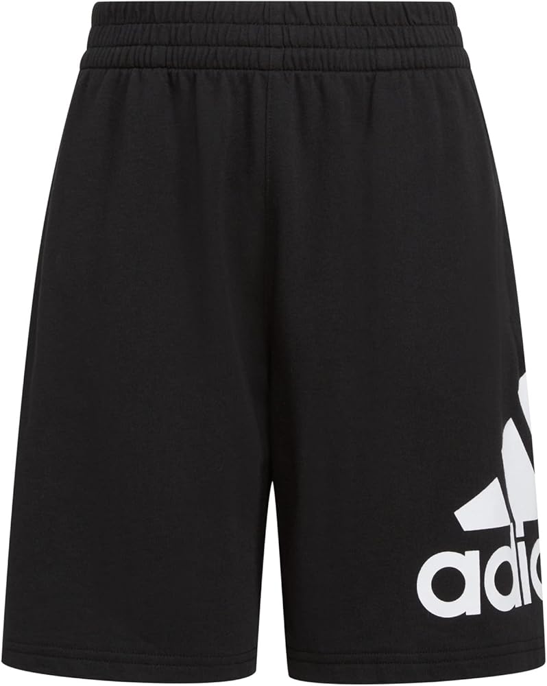 adidas Boys Elastic Waistband Essential French Terry Shorts, Little Kid and Big Kid (as1, Numeric, Numeric_7, Regular, Black)