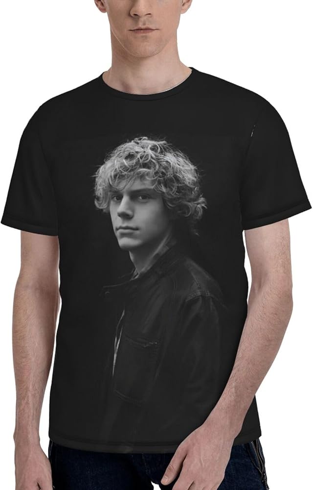 Evan Peters T Shirt Boys Summer Comfortable Fit Soft Short Sleeve O-Neck Basic Tee Tops