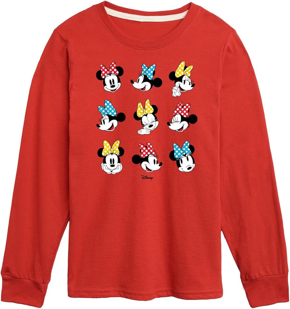 Disney Characters - Mickey & Friends - Minnie Mouse - All The Expressions of Minnie - Toddler & Youth Long Sleeve T-Shirt