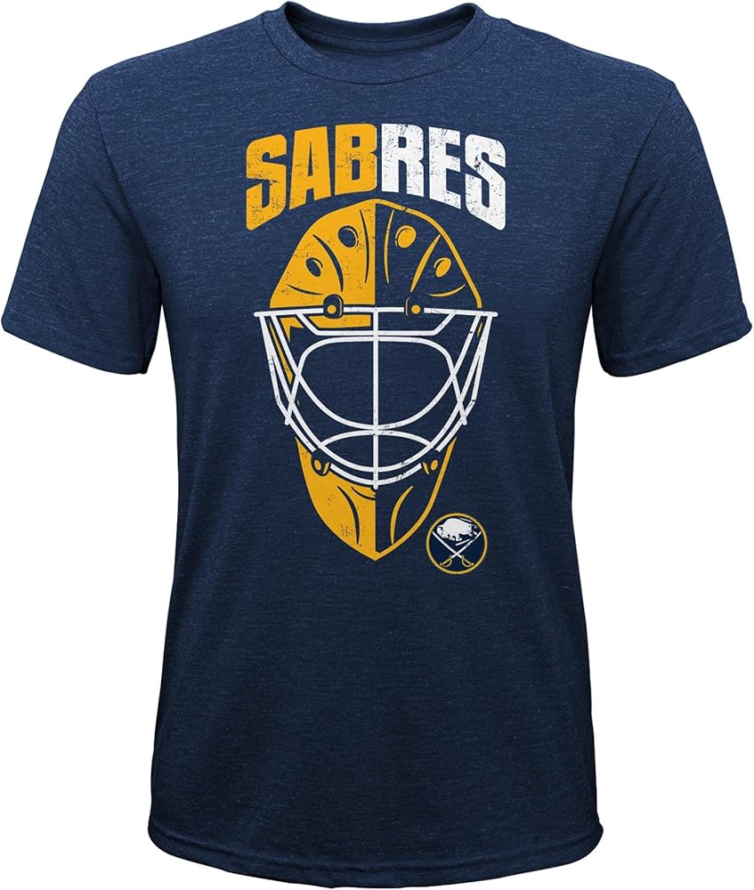 Outerstuff NHL Buffalo Sabres Boys Youth MASK Made Short Sleeve Triblend Short Sleeve Tee, Ages 8 to 20