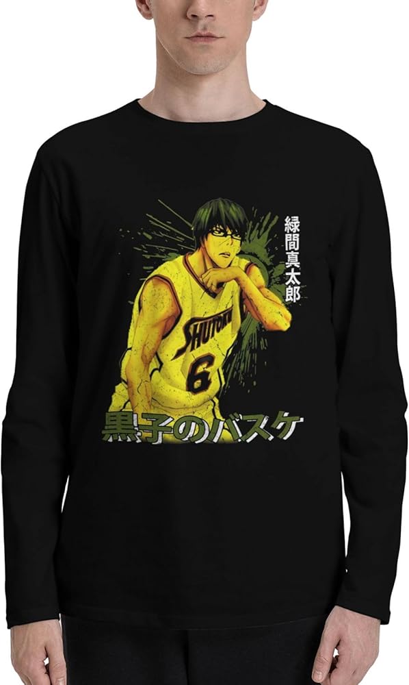 Anime Kuroko's Basketball T Shirt Man's Summer Round Neck Clothes Casual Long Sleeve Tee Black