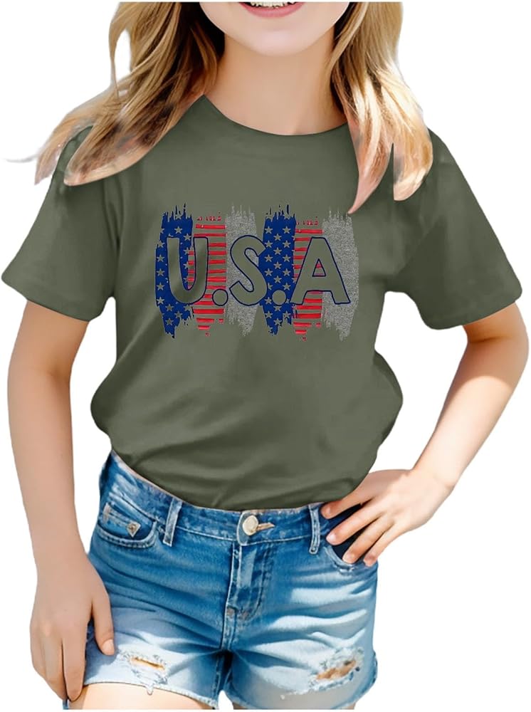 Toddler Boy Girl Fourth of July Shirt 3D Graphic Printed Tops Tee Cute Short Sleeve Crew Neck Tshirts for Kids Boys Girls,Toddler Boy 4Th of July Shirt,Boys 4Th of July Shirt Size 12