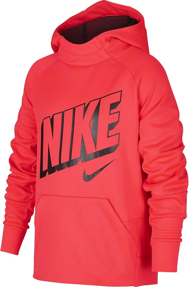 Nike Boy's Therma Graphic Training Pullover Hoodie Bright Crimson/Black Size Small