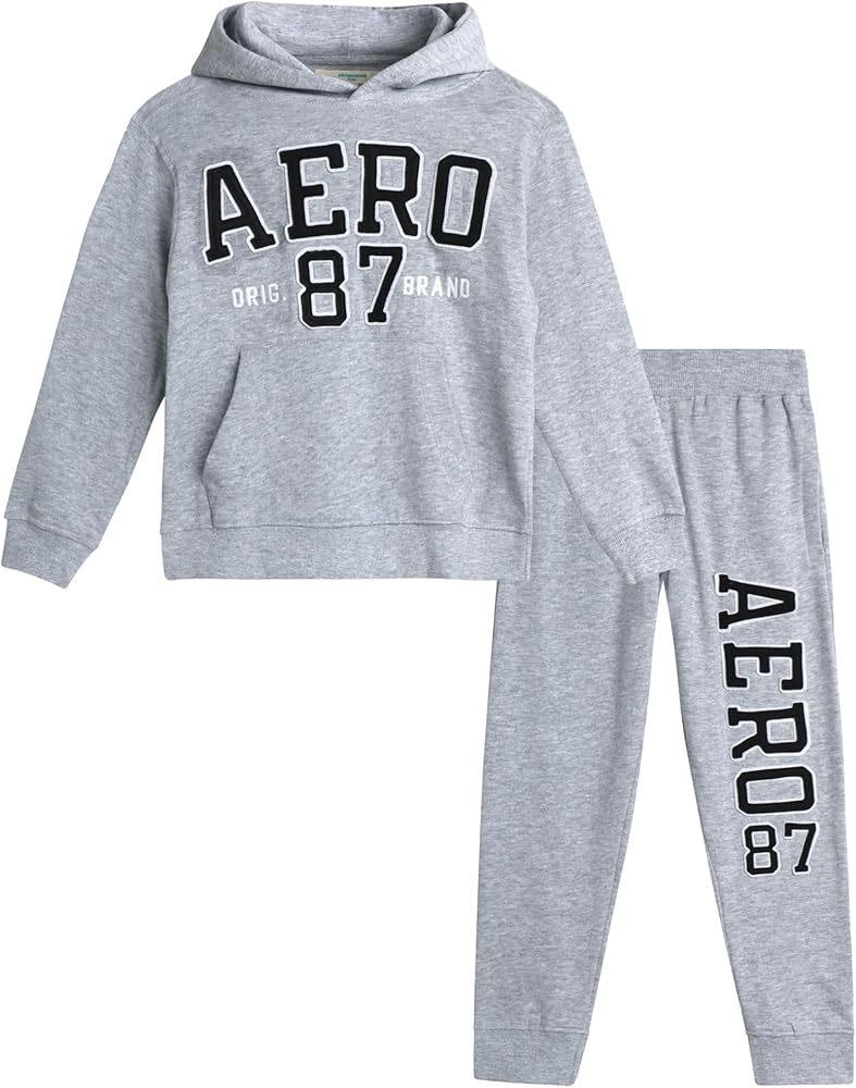 AEROPOSTALE Boys' Sweatsuit Set - 2 Piece Fleece Hoodie Sweatshirt and Jogger Sweatpants - Matching Pants Set for Boys (4-12)