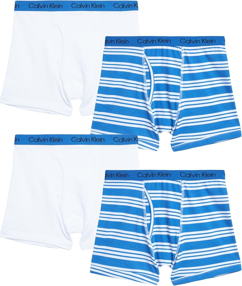 Calvin Klein Boys' Underwear - 4 Pack Stretch Cotton Boxer Briefs (XS-XL)