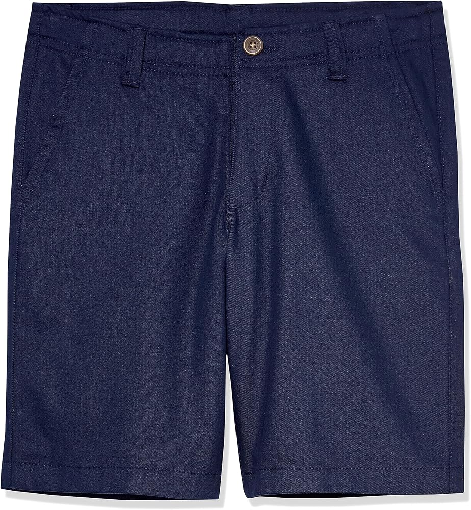 IZOD Boys' School Uniform Adaptive Chino Shorts, Adjustable Waistband, Velcro Closure, and Faux Buttons