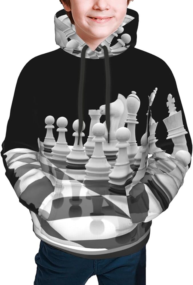 International Chess Piece Chessboard Boys Pullover Hoodies Fashion Hooded Sweatshirts For Youth Teens Kids