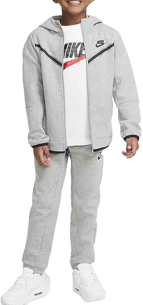 Nike Boy's Sportswear Tech Fleece Hoodie and Pants Set (Toddler/Little Kids) Dark Grey Heather 7 Little Kid