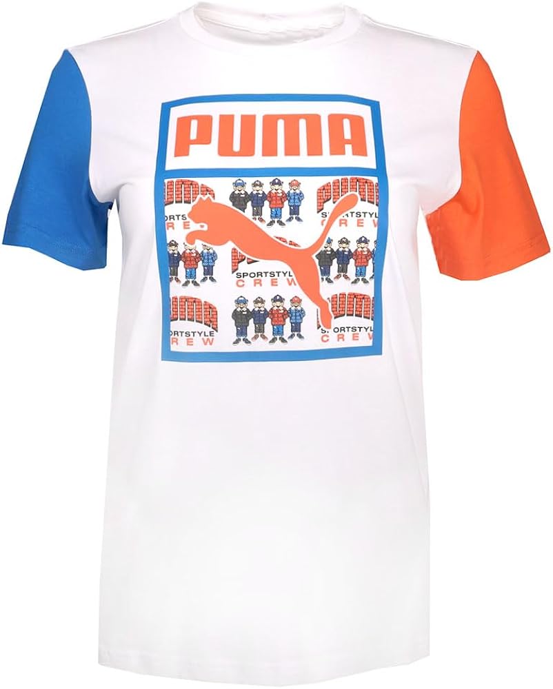 Puma Kids Boys Graphic Classics Crew Neck Short Sleeve Athletic Tops Casual - White