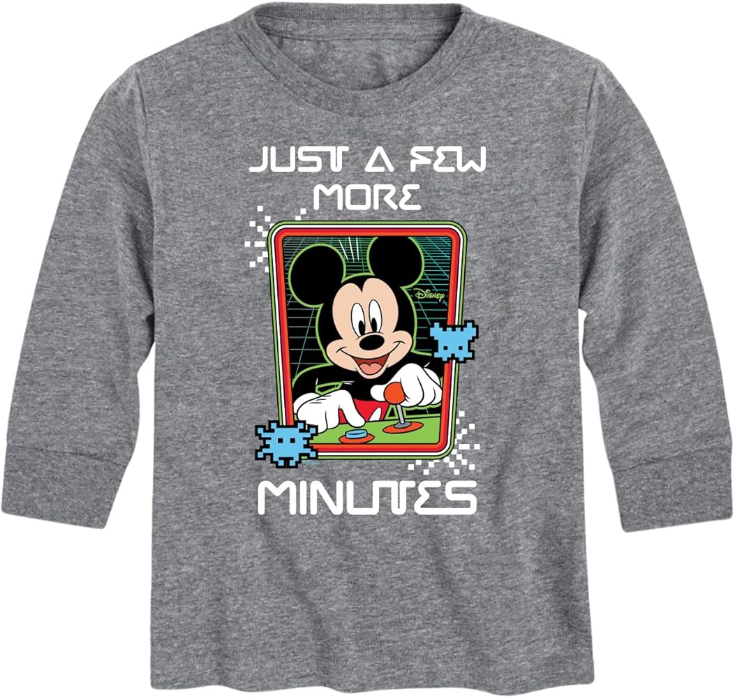 Disney Mickey & Friends - Just a Few More Minutes - Toddler and Youth Long Sleeve Graphic T-Shirt