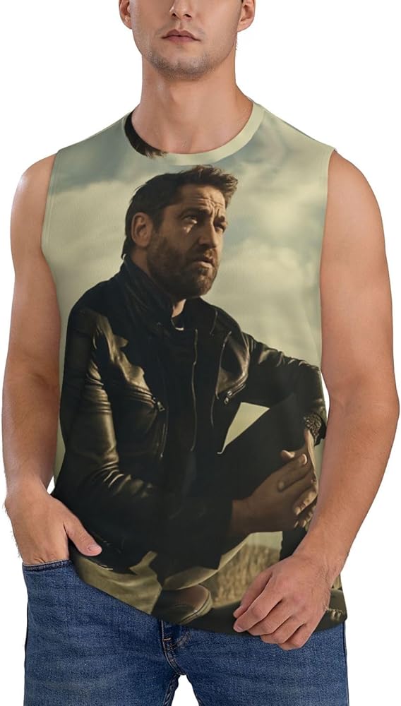 Gerard Butler Tank Top Man's Summer Casual Novelty Polyester Sleeveless Tee Shirts for Men