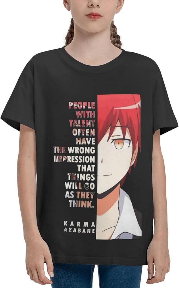 Anime Assassination Classroom Karma Akabane Shirt Boys Girls Round Neck Short Sleeve Cotton Tees