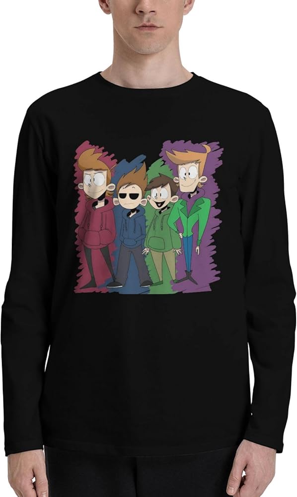 Anime Eddsworld T Shirt Man's Summer O-Neck T-Shirts Casual Long Sleeve Tee Black