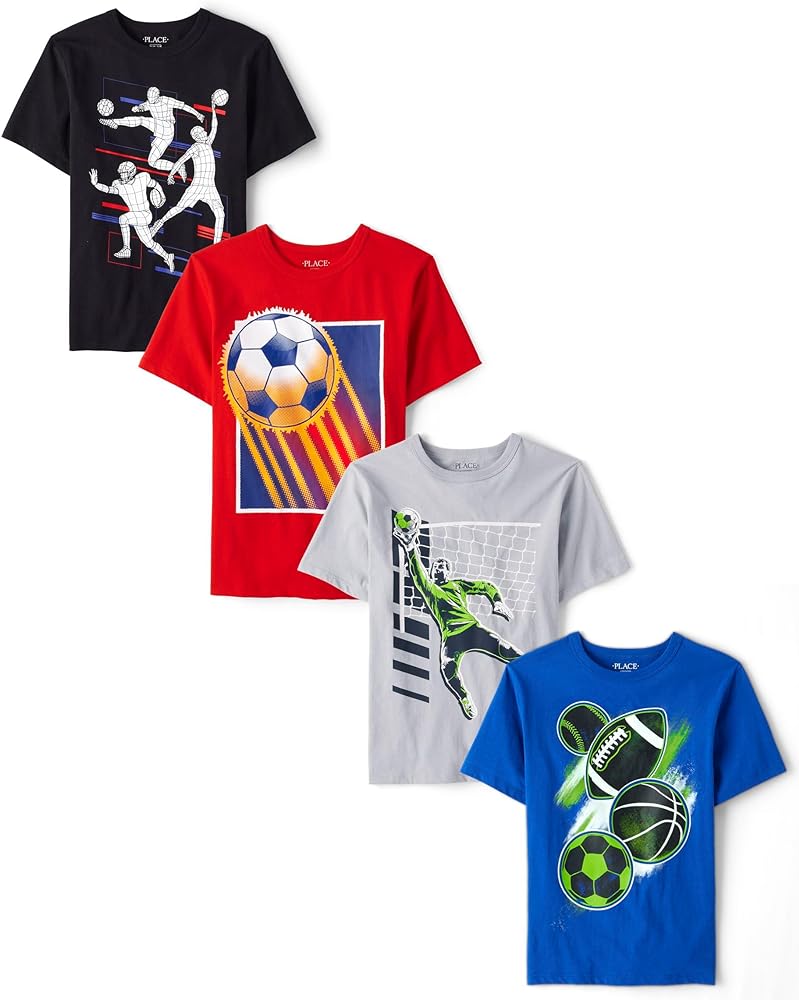 The Children's Place Boys' Sports Short Sleeve Graphic T-Shirts,multipacks