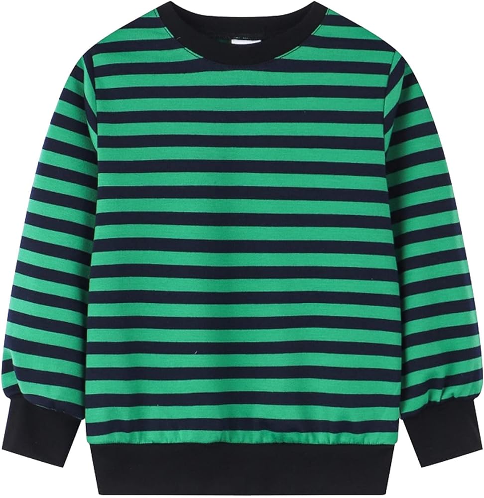 Toddler Kids Girls Boys Long Sleeve Basic T Shirt Casual Stripe Prints Sweatershirt Tees Shirt Tops Youth Shirts