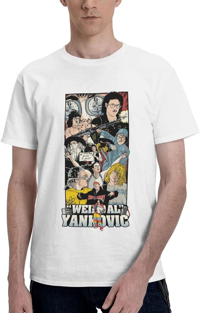 Rock Band T Shirts Weird Al Yankovic Boy's Summer Cotton Tee Crew Neck Short Sleeve Shirts White