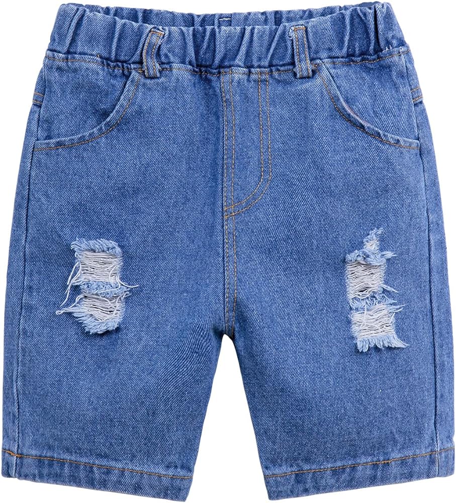 Mud Kingdom Fashion Boys Denim Shorts Elastic Waist