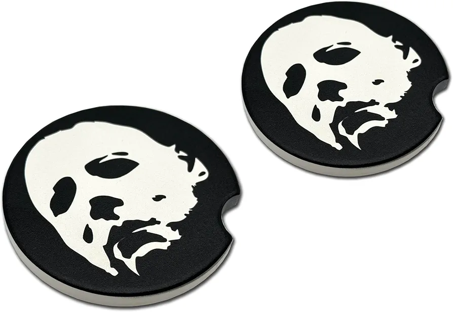 Elektroplate Officially Licensed Michael Myers Slasher Halloween Automotive Coaster 2.625" | Universal Fit for all Cars, Trucks, SUVs, and More | Ceramic Absorbent Drink Coaster | 2 Pack