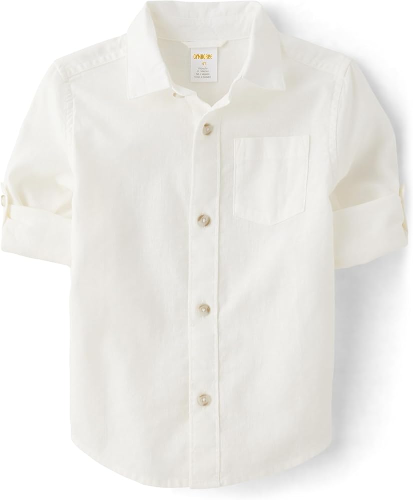 Gymboree Boys' and Toddler Long Sleeve Linen Button Up Shirt