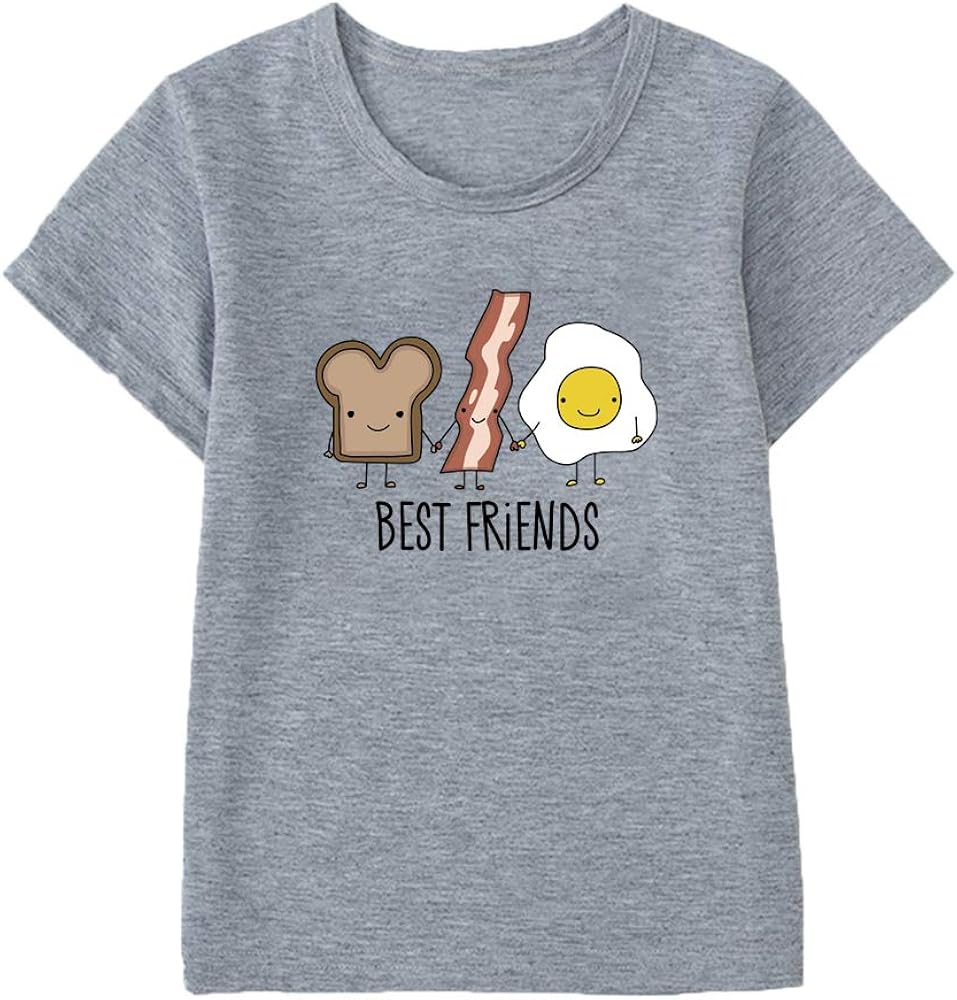 Best Friends Girls Boys Casual Tshirts Funny Novelty Graphic Tees Short Sleeve Crewneck Letter Print Tops