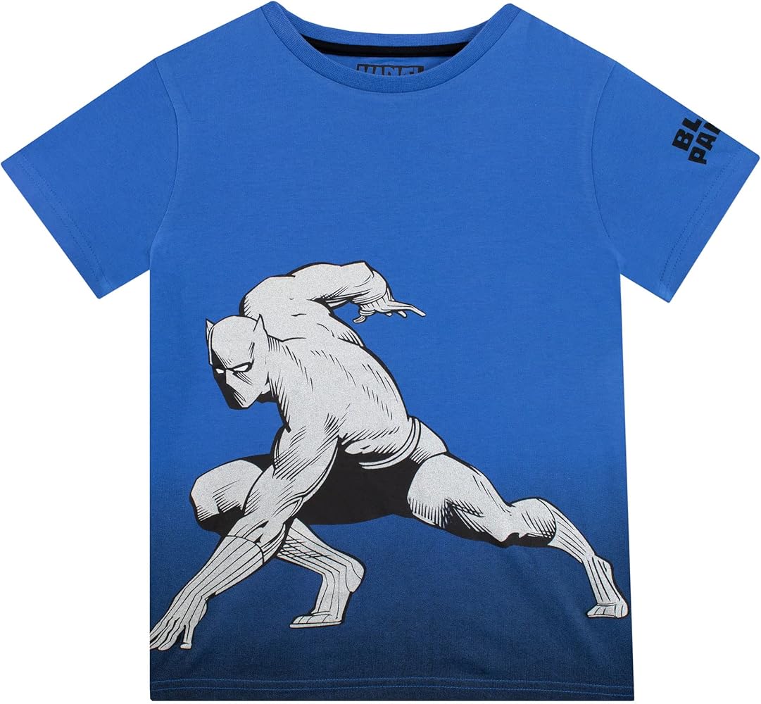 Marvel Boys Black Panther T-Shirt Kids Short Sleeve Top Blue 5