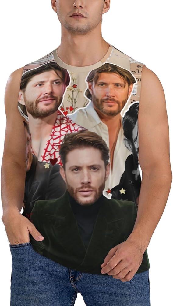 Jensen Ackles Tank Top Man's Summer Casual Novelty Polyester Sleeveless Tee Shirts for Men