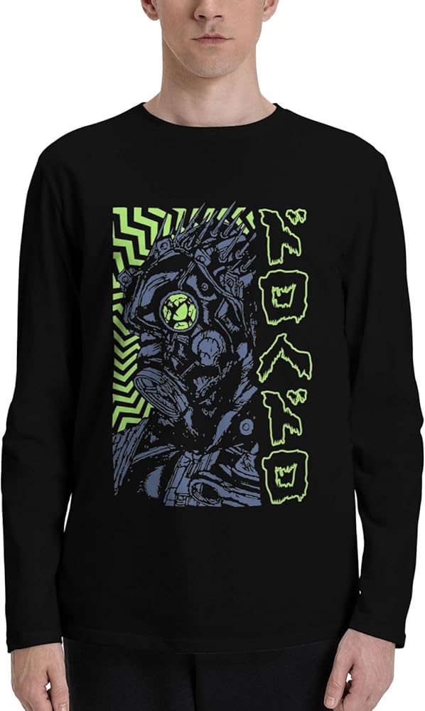 Anime Dorohedoro T Shirt Men's Summer Round Neck T-Shirts Casual Long Sleeve Tee Black