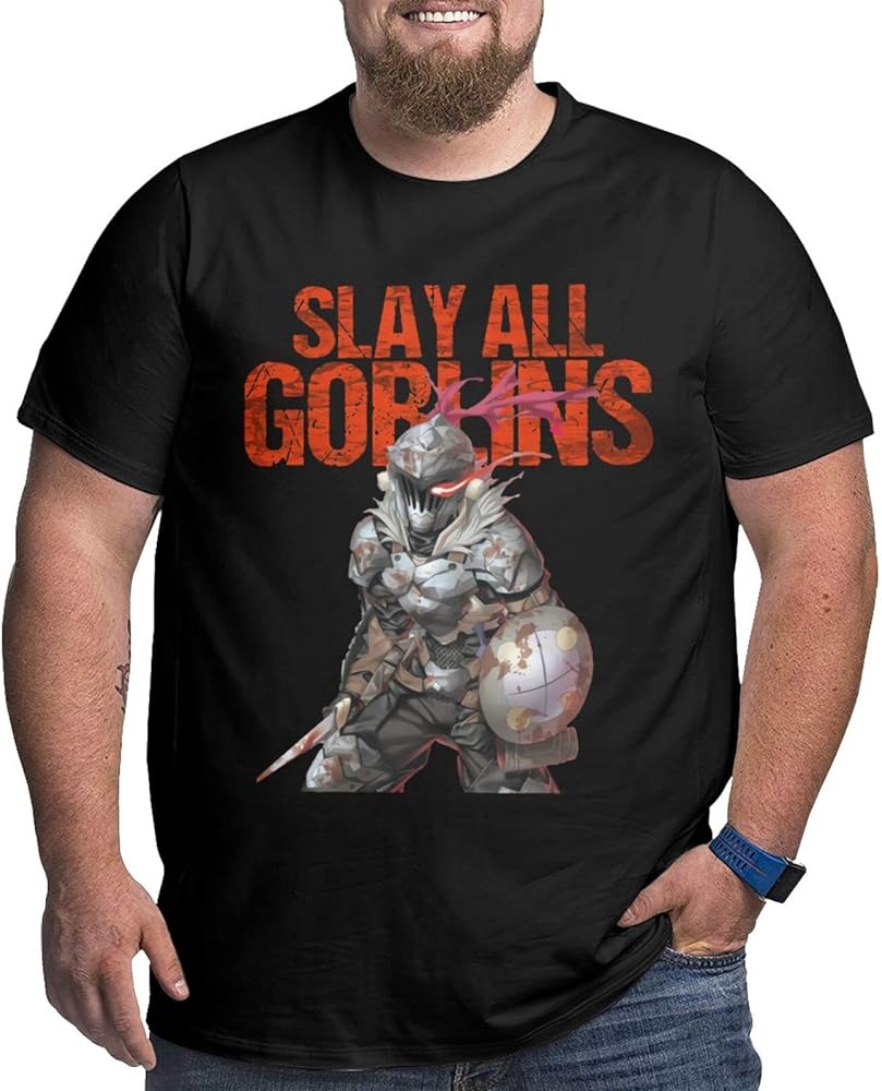 Anime Big Size Mens T Shirt Goblin Slayer Crew Neck Short-Sleeve Tee Tops Custom Tees Shirts