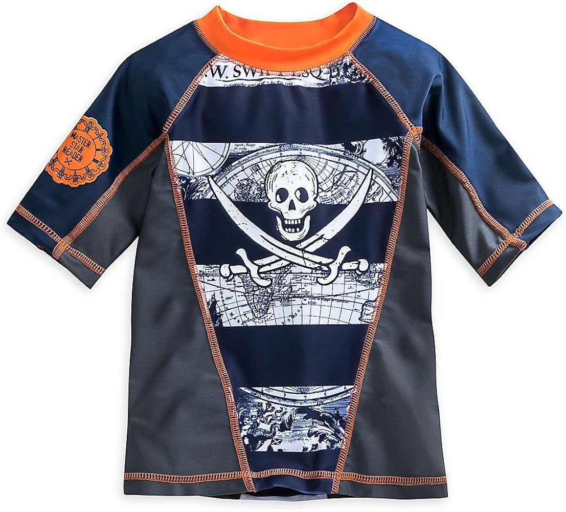 Disney Pirates of The Caribbean: Dead Men Tell No Tales Rash Guard for Boys Size 5/6 Gray