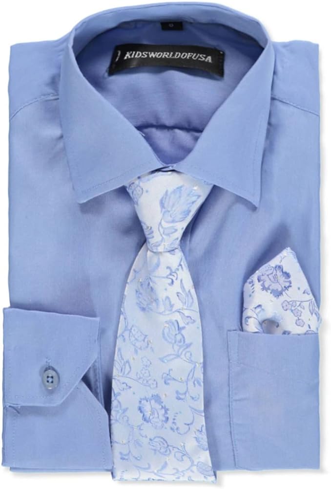 Kids World Boys' Dress Shirt & Accessories, Patterned Tie Vary