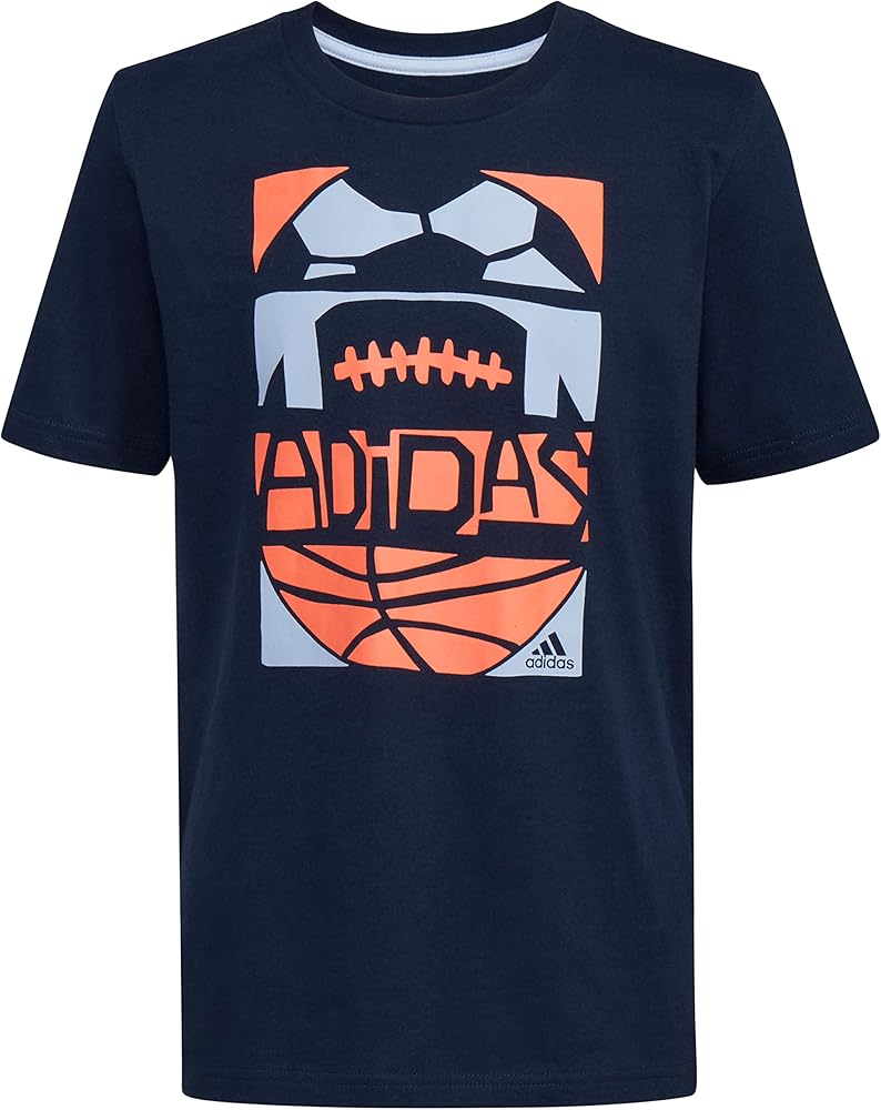 adidas Boys' Short Sleeve Cotton Field Goals Graphic Tee T-Shirt