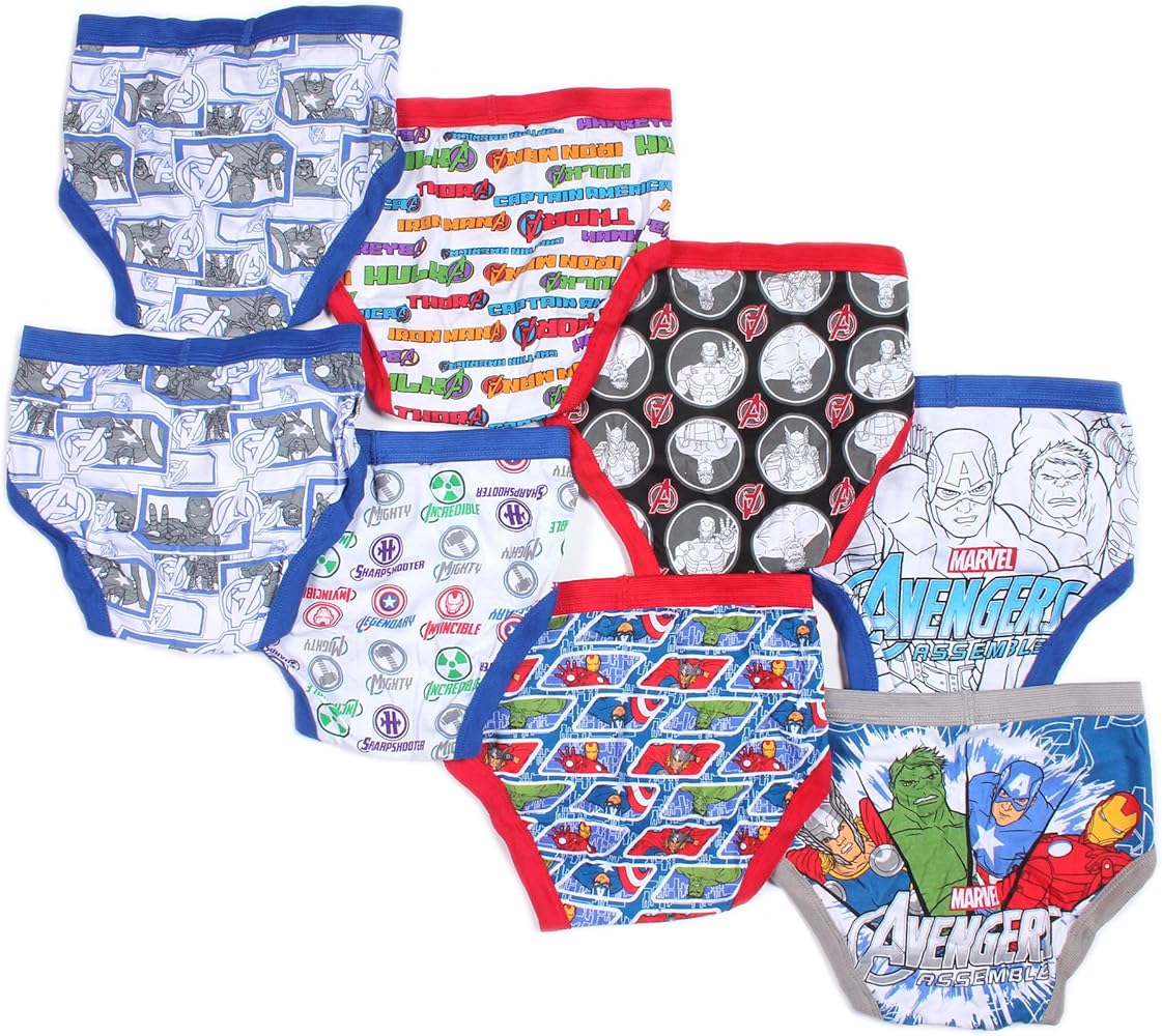 Boys 8 Pack of Marvel Avengers Assemble Briefs Underwear Pack, New Size 6