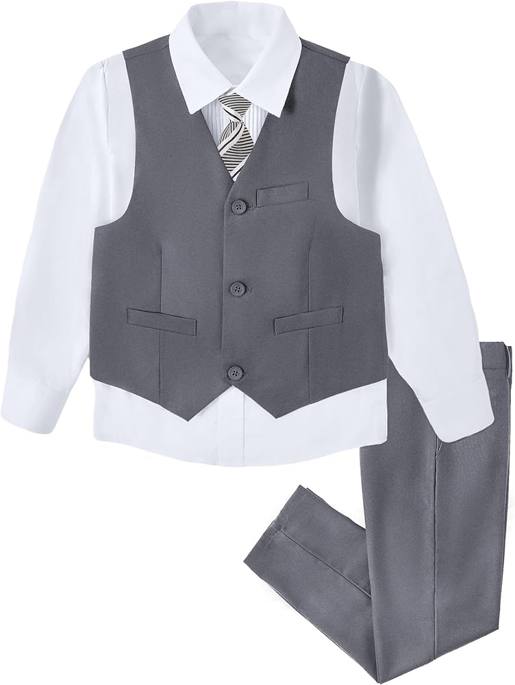 Boys Suit for Kids Formal Tuxedo Suits Vest and Pants Set Toddler Boy Dress Clothes for Wedding