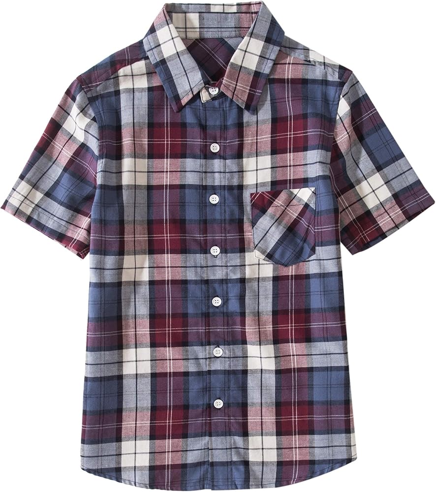 Tronjori Boys' Short Sleeve Button Down Woven Shirt