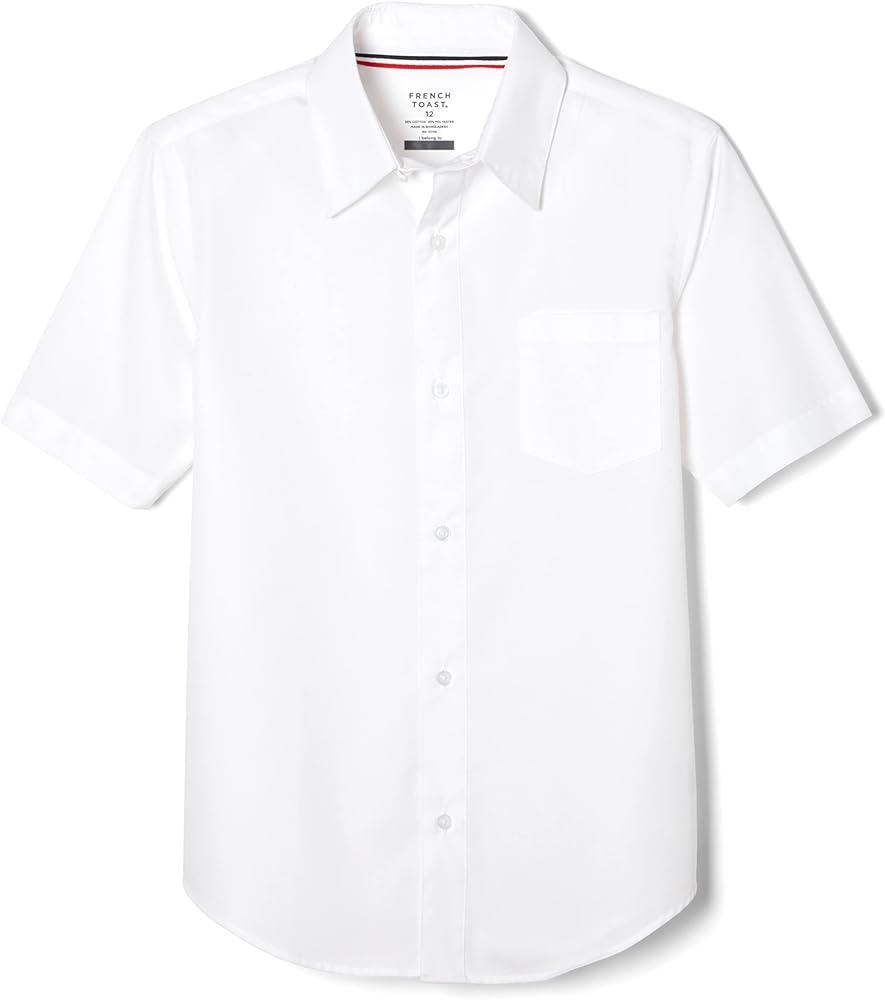 French Toast Boys' Short Sleeve Classic Poplin Dress Shirt (Standard & Husky)