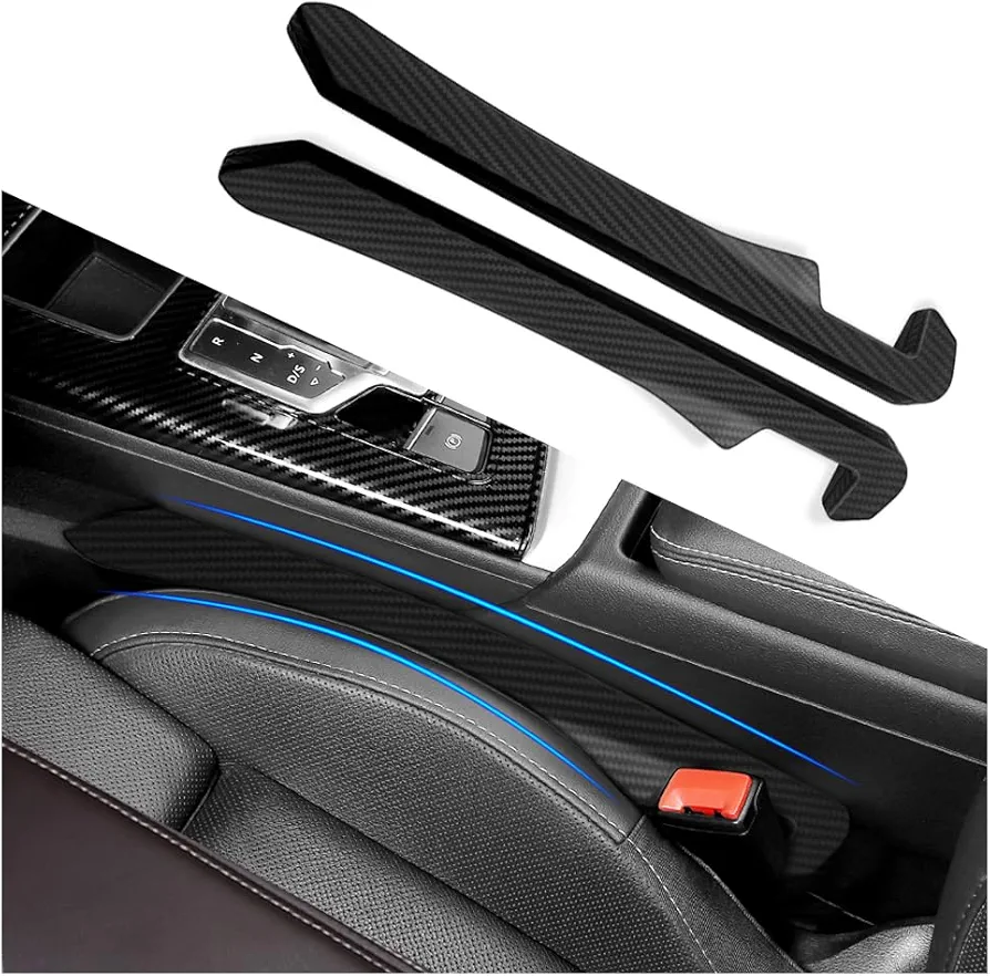 2PCS Car Seat Gap Filler,Super Flexible Car Side Seat Gap Filler Car interior Accessories,Universal Car Organizer Between Seats for Tightly Filling Seat Gaps(Carbon Fiber/2PCS)…