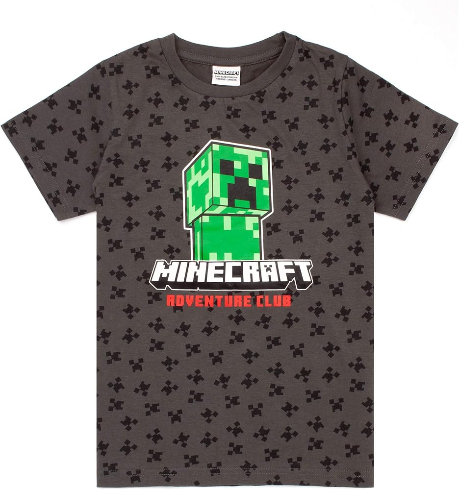 Minecraft T Shirt Boys Kids Creeper Short Sleeve Black Top Merchandise