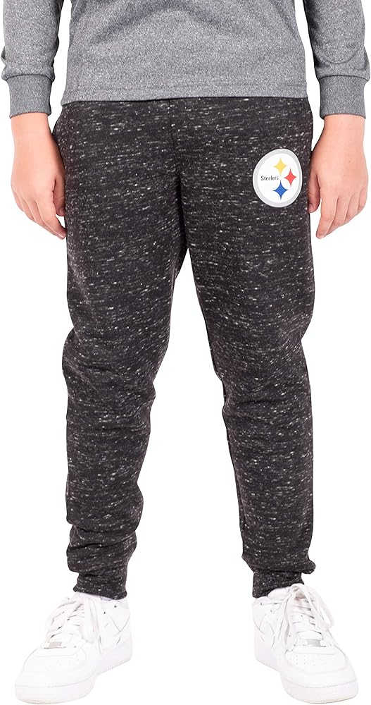 Ultra Game Boys' NFL Black Snow Fleece Jogger Sweatpants